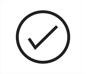 Minimal black check mark inside a clean circle on white background, ideal for symbols, icons, app interface use, status indicators, or digital graphic elements.