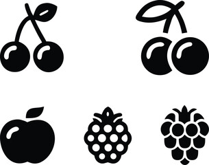 fruits vector, fresh fruits icon logo apple, cherry, raspberry vector illustration eps10 on transparent png