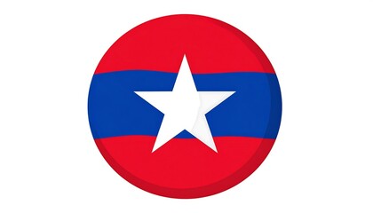 Iconic Laos flag emblem: Red and blue stripes with a central white star