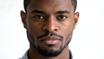 Close-up portrait of a young man with a serious expression