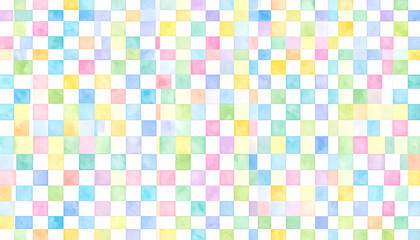 Colorful watercolor checkered wallpaper