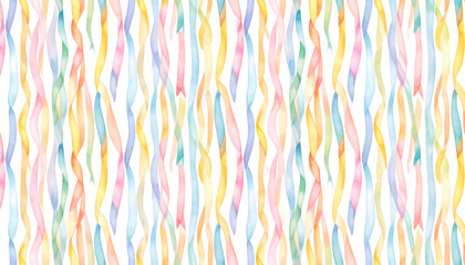 Watercolor style vertical colorful ribbon pattern design background