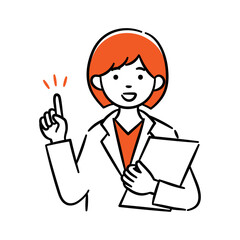 Simple illustration of a young female medical professional giving an explanation