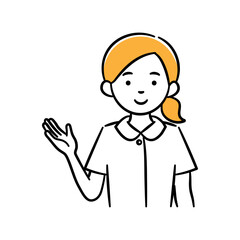 Obraz premium Simple illustration of a young female medical professional giving directions