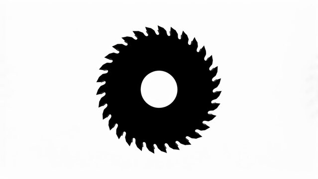 Circular Saw Blade Icon - Black Silhouette on White Background - Powered by Adobe