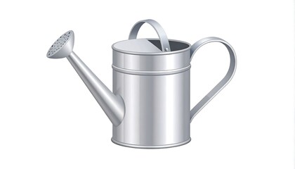 Illustration of a classic metal watering can with a spout and handle design