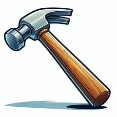 Claw Hammer with Wooden Handle Vector Illustration