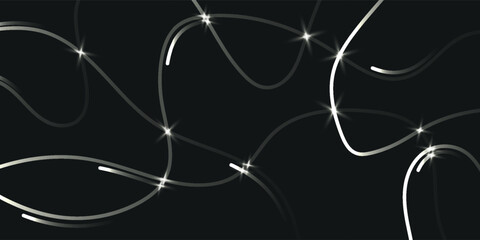 Elegant Glowing White Lines On Black Background With Sparkling Highlights, Ideal For Abstract Designs, Futuristic Concepts, And Modern Backdrops. Includes Abstract, Background, Glow, Line, Sparkle.