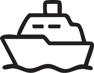 Obraz premium Simple Black and White Boat Icon.