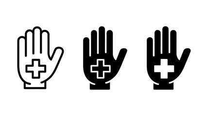 Obraz premium Medical Hand Icons: Line Art, Solid, and Filled Styles for Healthcare Branding