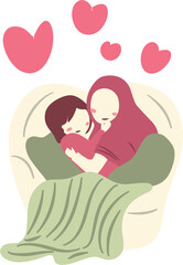 happy mother's day Illustration with mom and kids