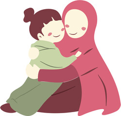 happy mother's day Illustration with mom and kids