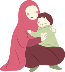 happy mother's day Illustration with mom and kids