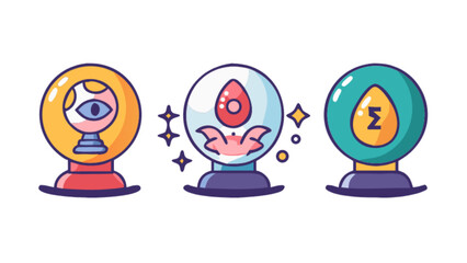 Crystal ball fortune teller future sight magic mystical divination psychic prediction fantasy clairvoyance icon set