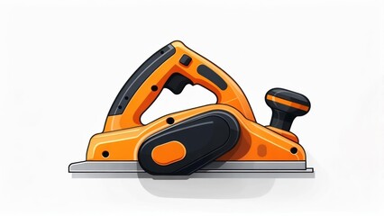 Fototapeta premium Cartoon Electric Hand Planer Woodworking Tool Isolated on White Background