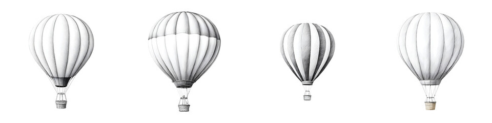 Obraz premium Vintage Hot Air Balloons: Watercolor Illustration on White