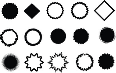 Set of black and white icons