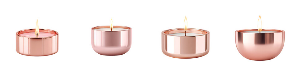Burning Rose Gold Tealight Candles, Decorative and Romantic Ambiance