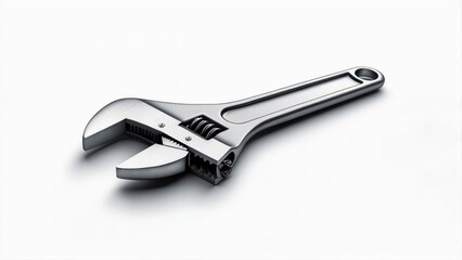 Obraz premium Shiny adjustable wrench on white background