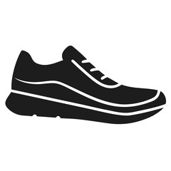 Black silhouette of a running shoe side profile depicting active lifestyle and athleticism