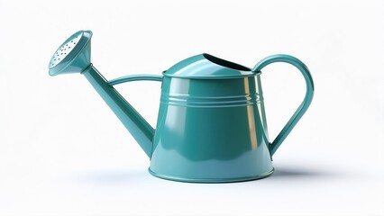 Vibrant Teal Watering Can Isolated on White Background for Garden & Plant Care