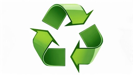 Obraz premium Bright Green Recycling Symbol Icon for Environmental Conservation and Sustainability on White Background