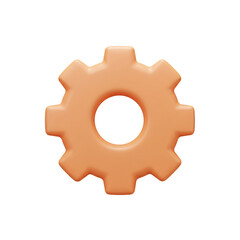 A 3D rendering of a single, orange-colored gear, isolated on a white background.