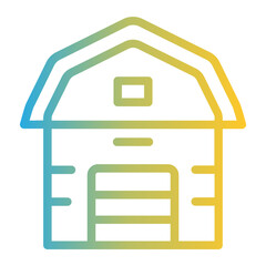 Rural Barn Building On Line Gradient Style