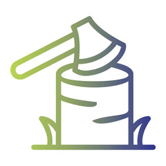 Man Chopping Wood On Line Gradient Style