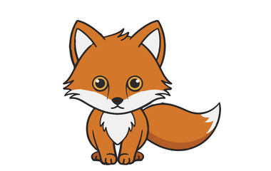 Obraz premium Cartoon fox with big eyes sitting on white background