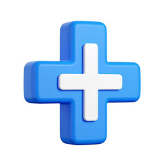 Obraz premium Glossy blue and white medical cross on transparent background
