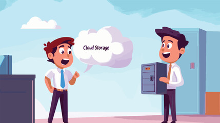 vector two businessman with cloud strorage