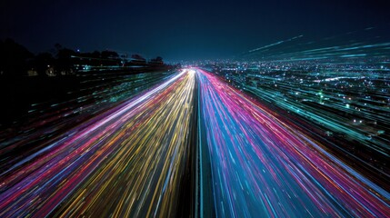 Obraz premium Night highway lights blur