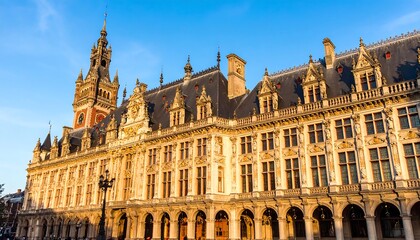 Fototapeta premium Historic European building facade in golden light