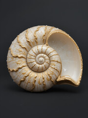 Nautilus shell, perfect golden section on black, clipping path