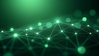 Abstract Digital Network With Glowing Green Nodes 