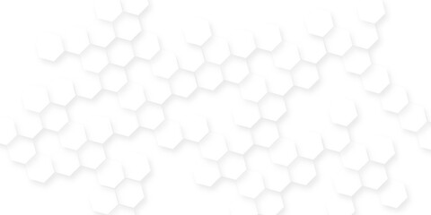 A pattern of white hexagon shapes arranged subtle shadows that create a three-dimensional, layered effect, the geometric repetition and depth of the hexagonal grid.