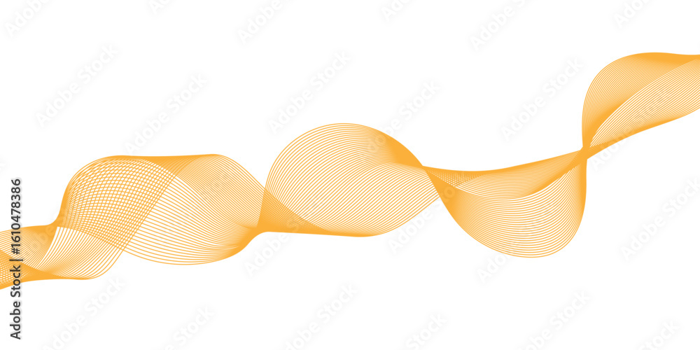 Poster wave design composed of multiple golden-yellow lines, that create a smooth continuous pattern, givin