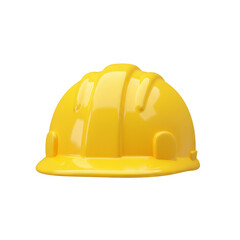 A bright yellow hard hat, safety equipment, isolated on white background.