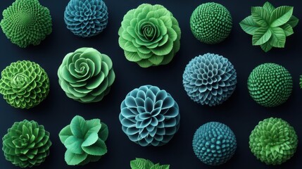 Abstract Green Floral Designs