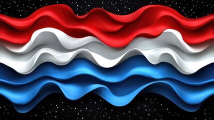 Red, White, Blue Wave Abstract