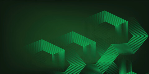 Abstract hexagonal lines on a green background. Geometric line art design for posters, flyers, covers, websites, and banners.