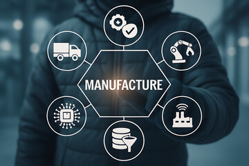 Concept of modern manufacture. Industrial revolution.new.