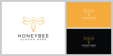 honey bee logo vector design template