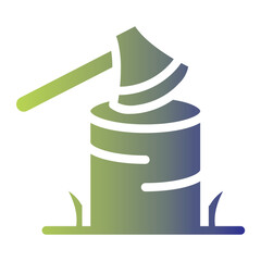 Man Chopping Wood On Flat Gradient Style