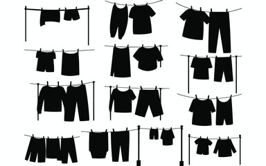 Hanging Laundry Silhouette Grid – 12 Charming Designs for Domestic, Seasonal & Surface Pattern Projects