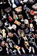 A collection of jewelry on a dark background