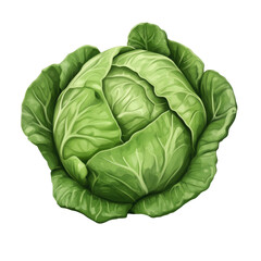 Green Cabbage Vegetable isolated on a transparent background