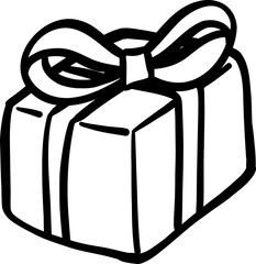 Cute Blue Striped Gift Cartoon Doodle Outline