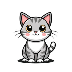 gray tabby kitten sitting cartoon illustration